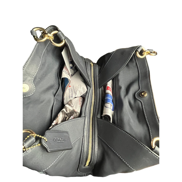 Authentic Coach Lexy Woven Leather Canvas Shoulder Bag - Picture 8 of 16